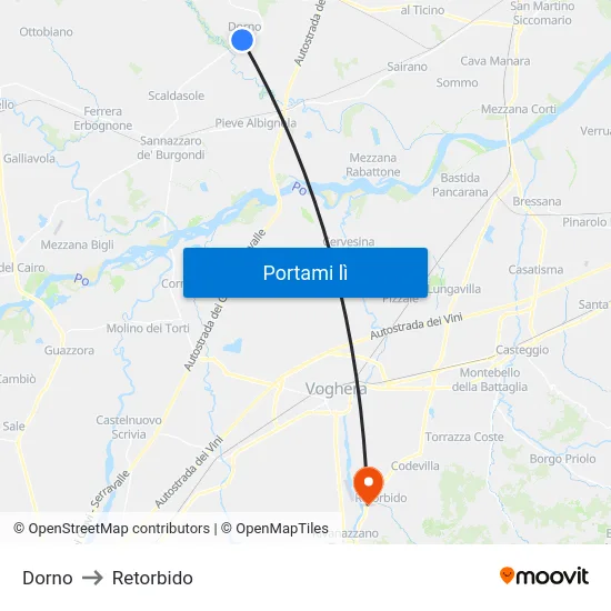 Dorno to Retorbido map