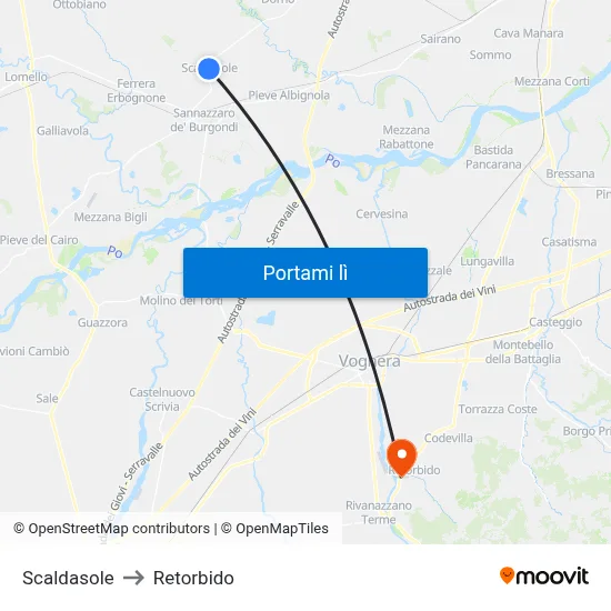 Scaldasole to Retorbido map