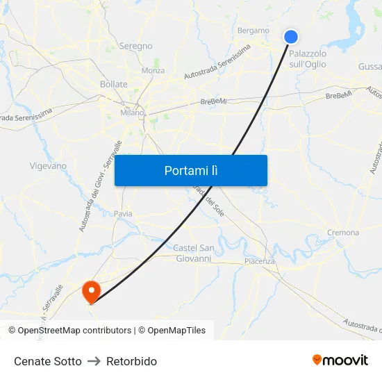 Cenate Sotto to Retorbido map