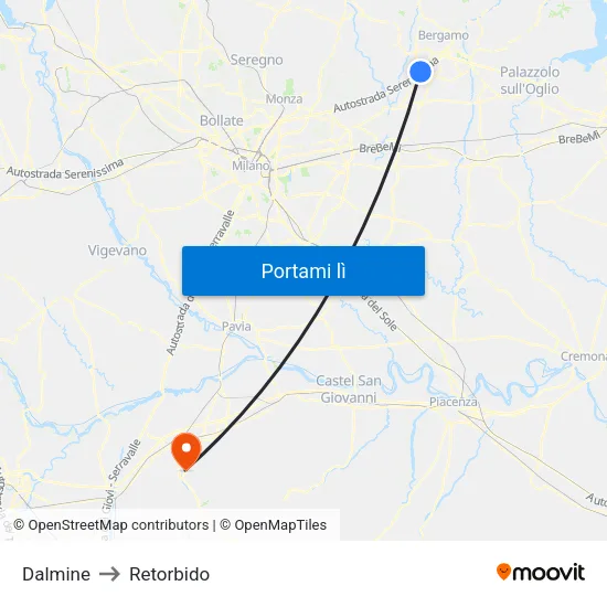 Dalmine to Retorbido map