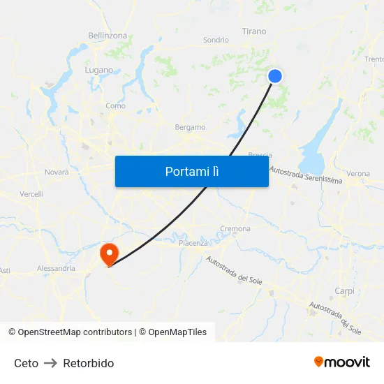 Ceto to Retorbido map