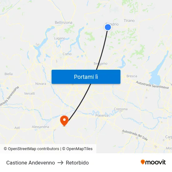 Castione Andevenno to Retorbido map