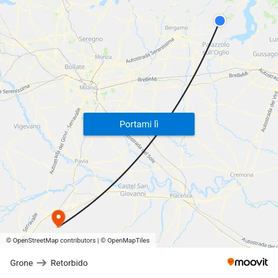 Grone to Retorbido map