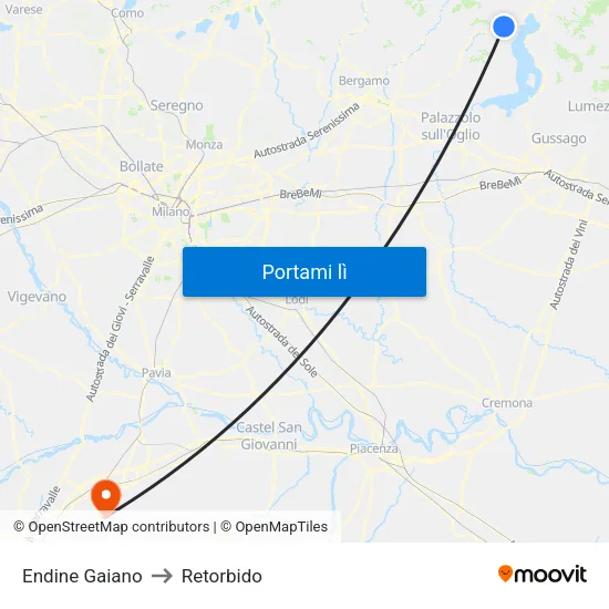 Endine Gaiano to Retorbido map