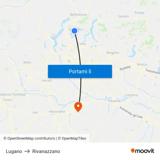 Lugano to Rivanazzano map