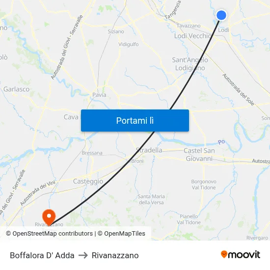 Boffalora D' Adda to Rivanazzano map