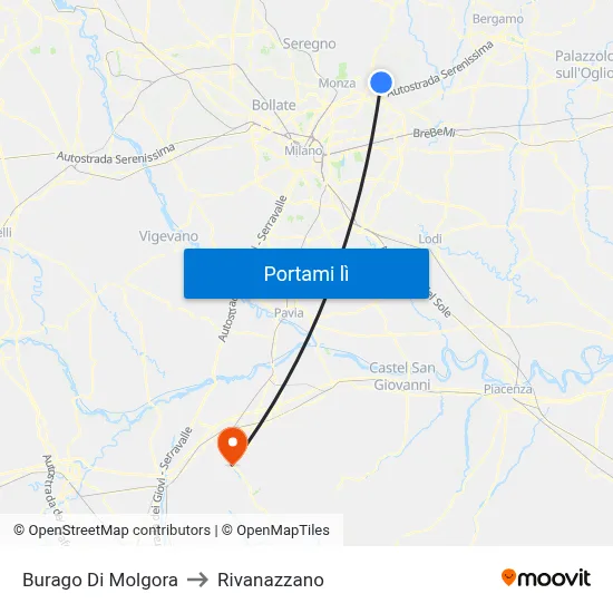 Burago Di Molgora to Rivanazzano map