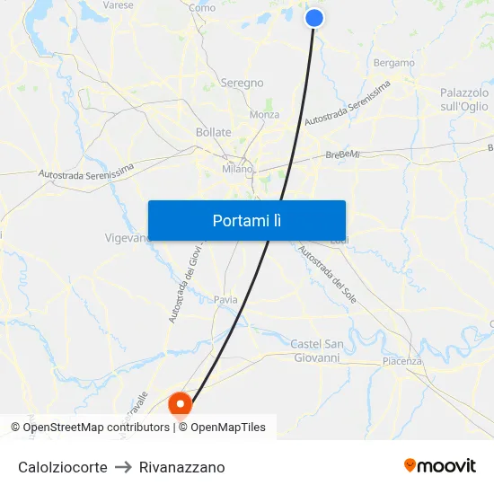 Calolziocorte to Rivanazzano map