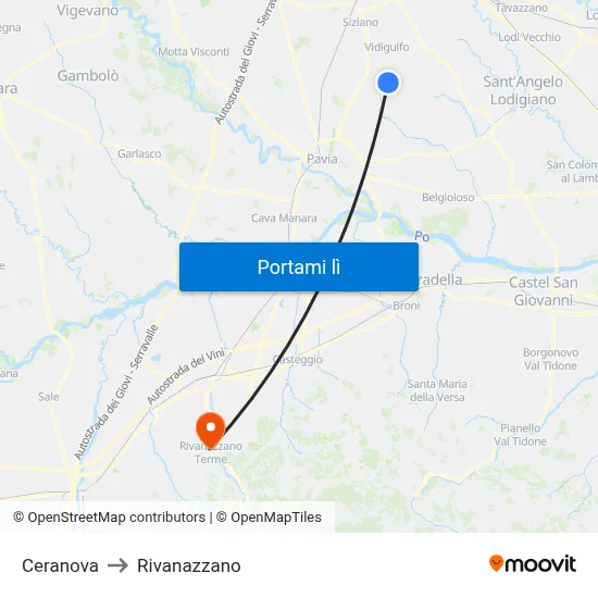 Ceranova to Rivanazzano map