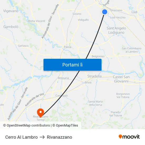 Cerro Al Lambro to Rivanazzano map