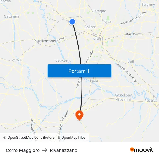 Cerro Maggiore to Rivanazzano map