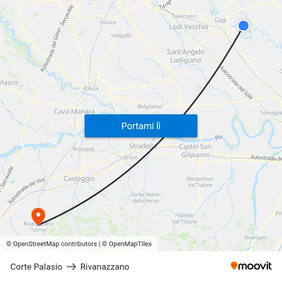 Corte Palasio to Rivanazzano map