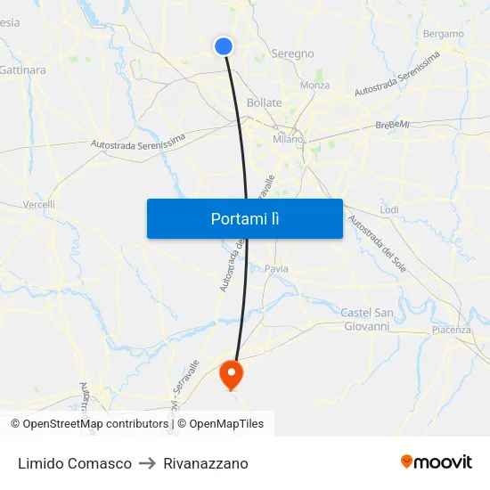 Limido Comasco to Rivanazzano map