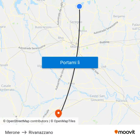 Merone to Rivanazzano map
