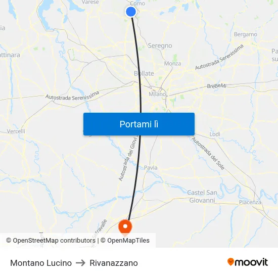 Montano Lucino to Rivanazzano map