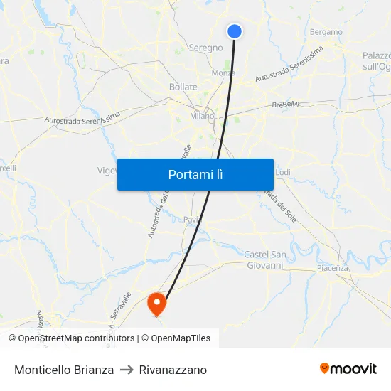 Monticello Brianza to Rivanazzano map