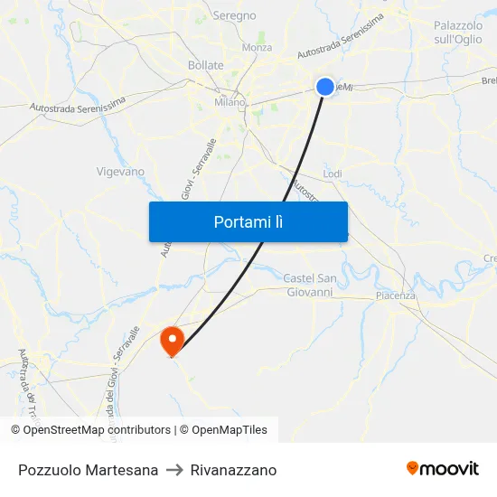 Pozzuolo Martesana to Rivanazzano map
