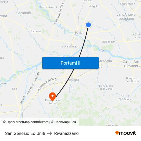 San Genesio Ed Uniti to Rivanazzano map