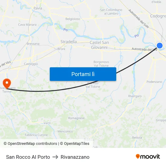 San Rocco Al Porto to Rivanazzano map