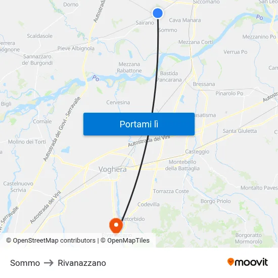 Sommo to Rivanazzano map