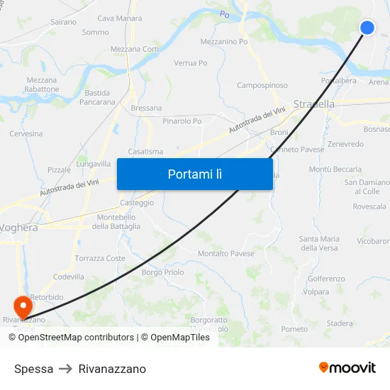 Spessa to Rivanazzano map
