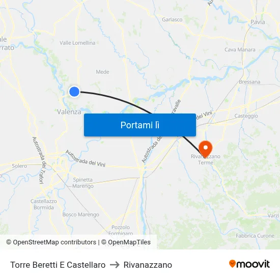 Torre Beretti E Castellaro to Rivanazzano map