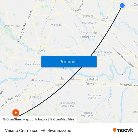 Vaiano Cremasco to Rivanazzano map