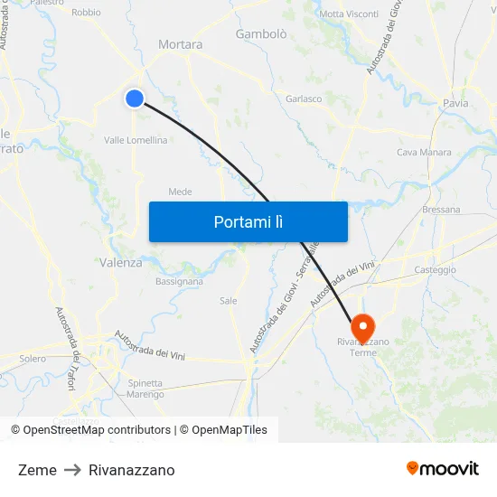 Zeme to Rivanazzano map