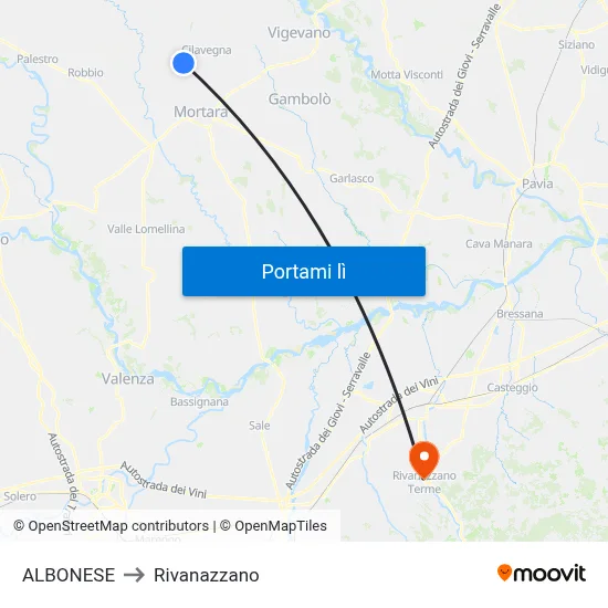 ALBONESE to Rivanazzano map