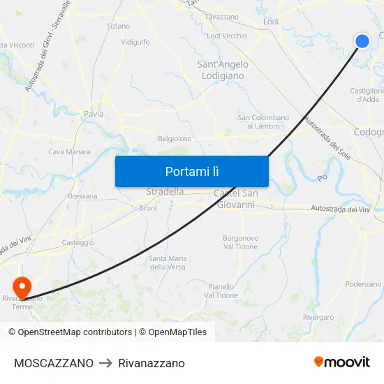 MOSCAZZANO to Rivanazzano map