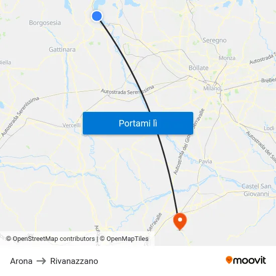 Arona to Rivanazzano map