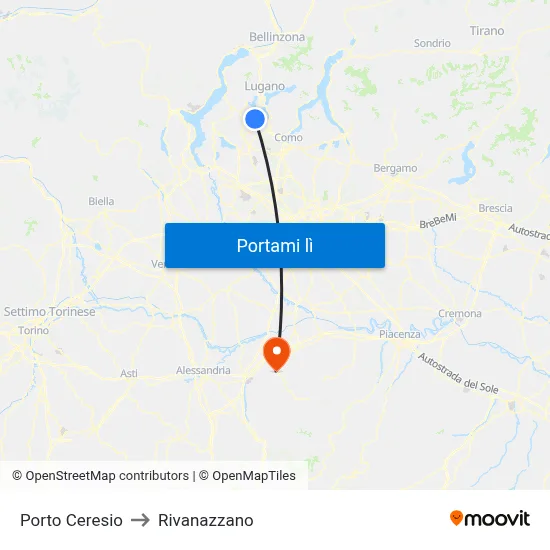 Porto Ceresio to Rivanazzano map