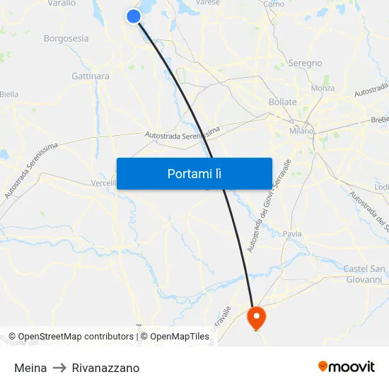 Meina to Rivanazzano map