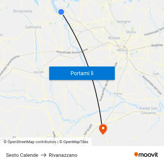 Sesto Calende to Rivanazzano map