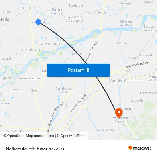 Galliavola to Rivanazzano map