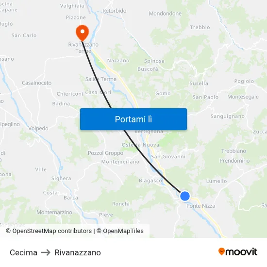 Cecima to Rivanazzano map