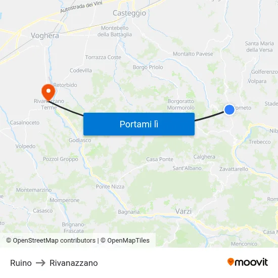 Ruino to Rivanazzano map