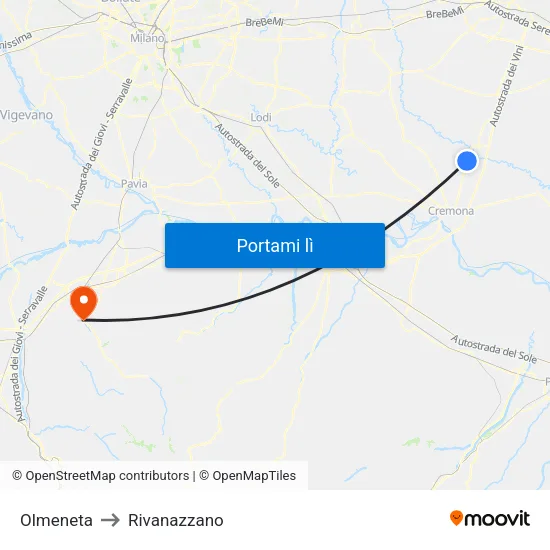 Olmeneta to Rivanazzano map