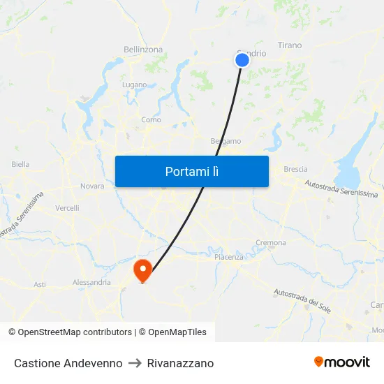 Castione Andevenno to Rivanazzano map