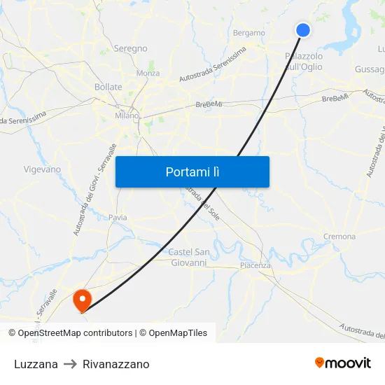Luzzana to Rivanazzano map