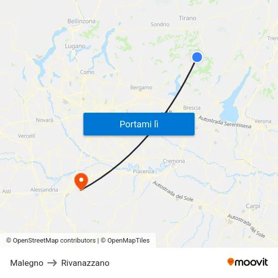 Malegno to Rivanazzano map