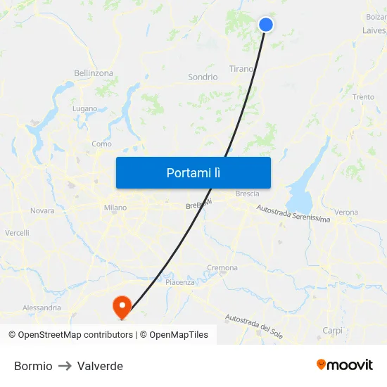Bormio to Valverde map