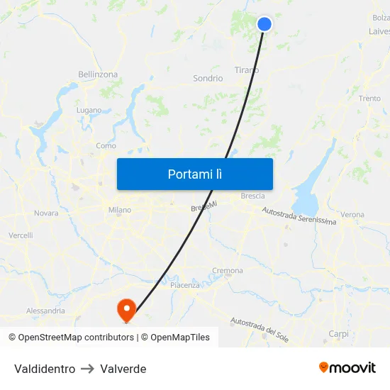Valdidentro to Valverde map