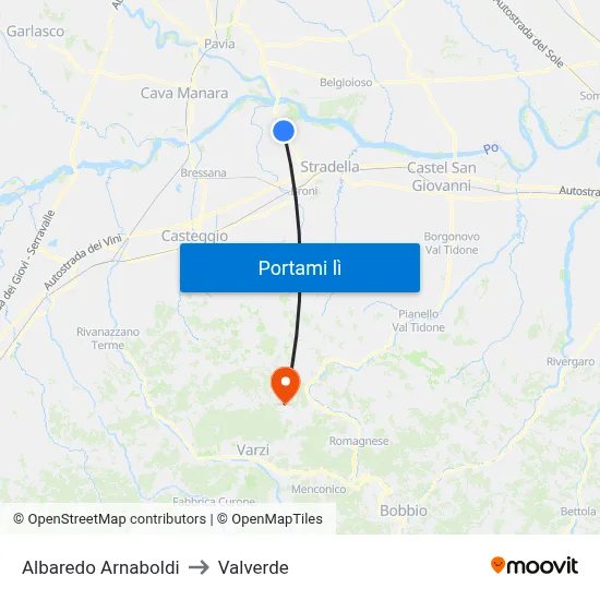 Albaredo Arnaboldi to Valverde map