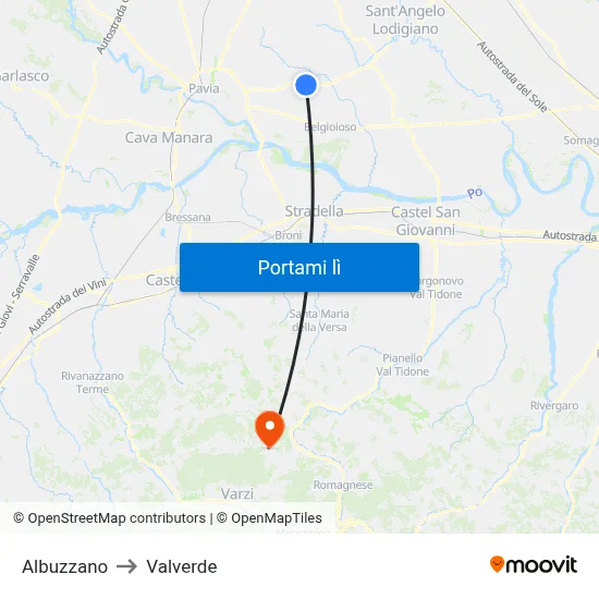 Albuzzano to Valverde map