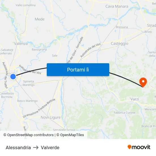 Alessandria to Valverde map