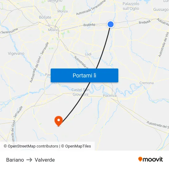 Bariano to Valverde map