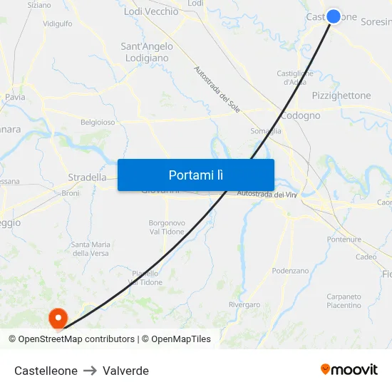 Castelleone to Valverde map
