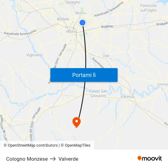 Cologno Monzese to Valverde map