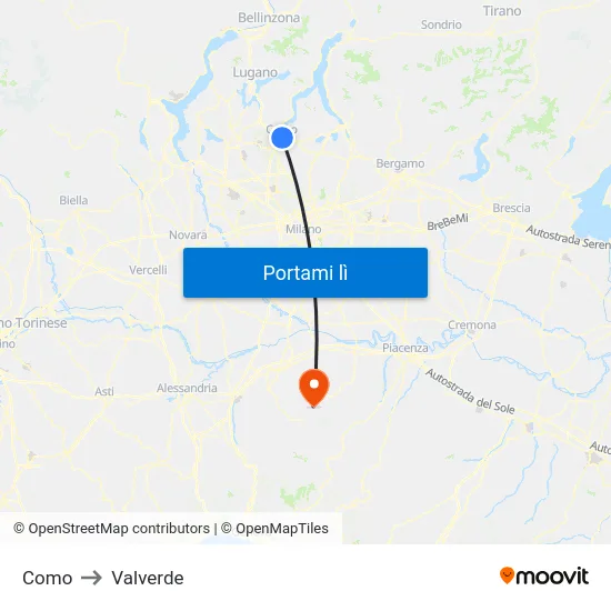 Como to Valverde map